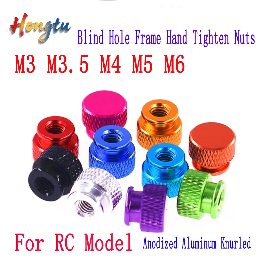 

1-10Pcs Anodized Aluminum Knurled High Step Thumb Nut For RC Model 10 Colors M3- M6 Blind Hole Frame Hand Tighten Nuts