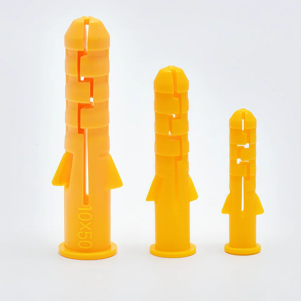 10-50 Uds tubo de expansión de plástico tapón de goma tapones de pared M6 M8 M10 ancla acanalada de plástico para tornillo autorroscante enchufe de pared