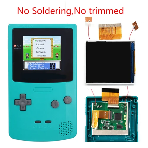 2023 más nuevo Real Drop In 2,45 ""GBC Retro Pixel HD IPS retroiluminación LCD Kit para Gameboy Color GBC No necesita soldadura y carcasa de ajuste