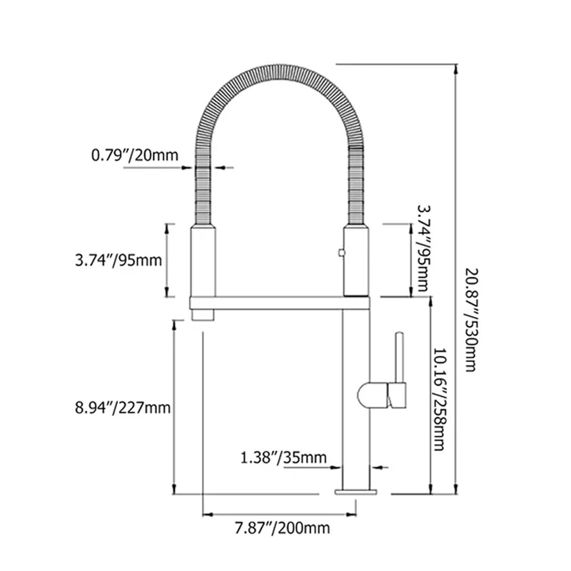 Rubinetto da cucina estraibile con spruzzo a doppia funzione 3 in 1 magnetico ad arco alto a foro singolo