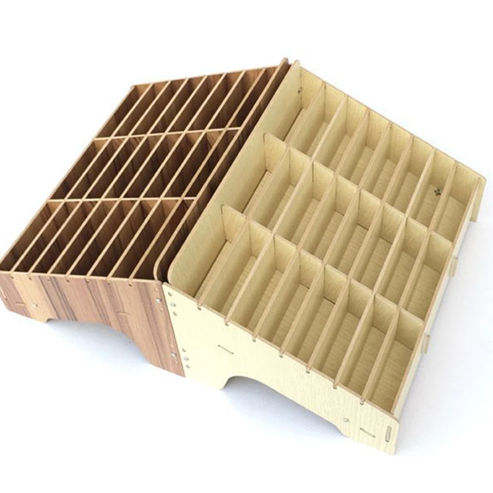 

Wooden Mobile Phone Management Storage Box Creative Desktop Office Meeting Finishing Grid Multi Cell Phone Rack Shop Display( ,