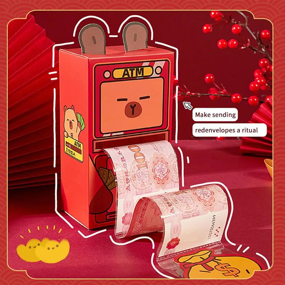 ATM Red Envelopes Snake Year 2025 Red Hongbao Traditional Chinese Money Box New Year Money Pouch Drawing Money Gift Envelopes