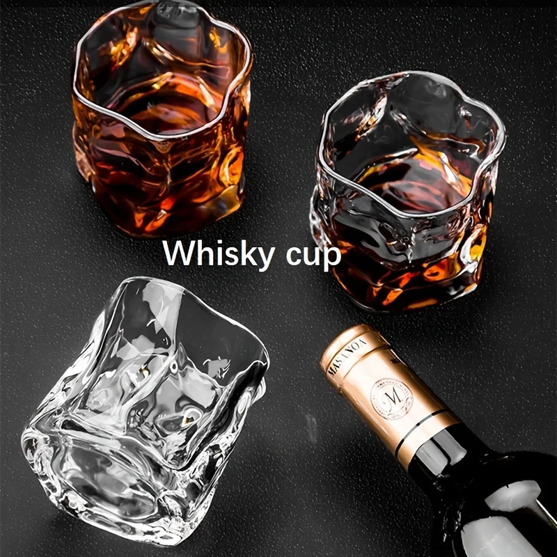 1pc 200ML Creative Whisky Glasses Heat-resistant Glass Cup Twist Tumbler for Scotch Bourbon Cognac Ideal Valentine\'s Day Gifts