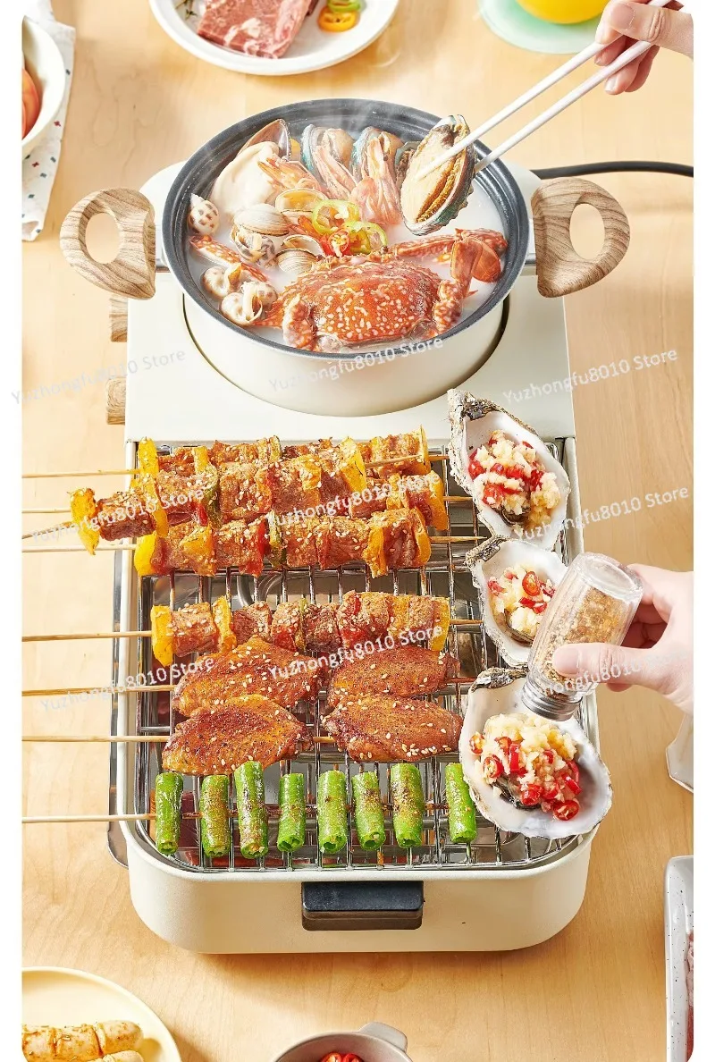 Multifunctional 3-in-1 Non-stick Smokeless Household BBQ Grill with Fire Pot