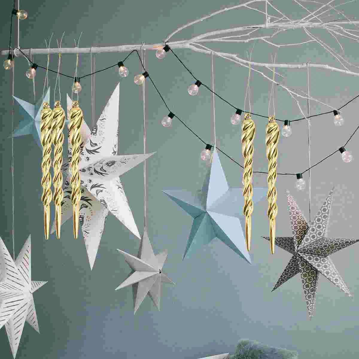 12 Pcs Simulation Ice Icicles Xmas Tree Decor Halloween Home Decorations Christmas Inflatables Hanging Decors Accessories