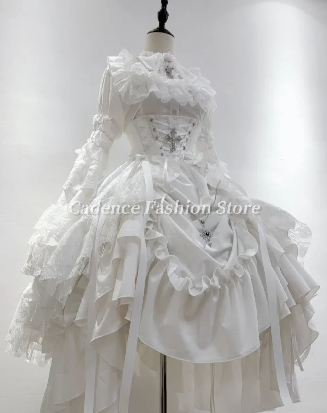 Customized  Vintage Gothic Girls Lolita Victorian Opera Long Sleeve Prom Dresses Corset Rococo Evening Gowns Party Dresses