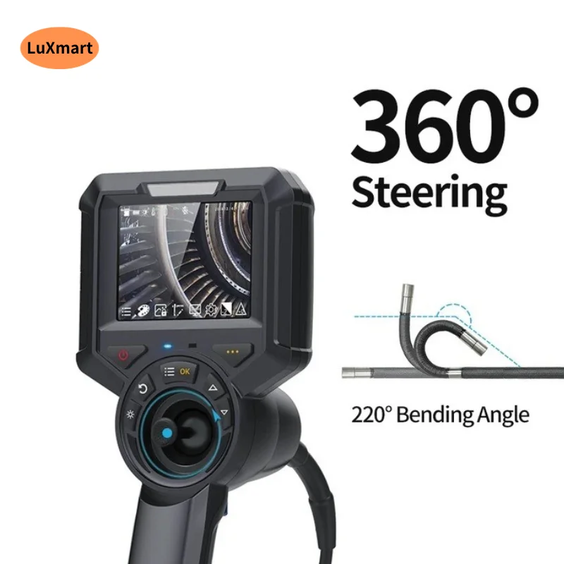 

720 Degree Steering Endoscope Industrial Borescope with 6mm Sewer Inspection Camera 3.5 " LCD Digital Camera for Engine Pipe