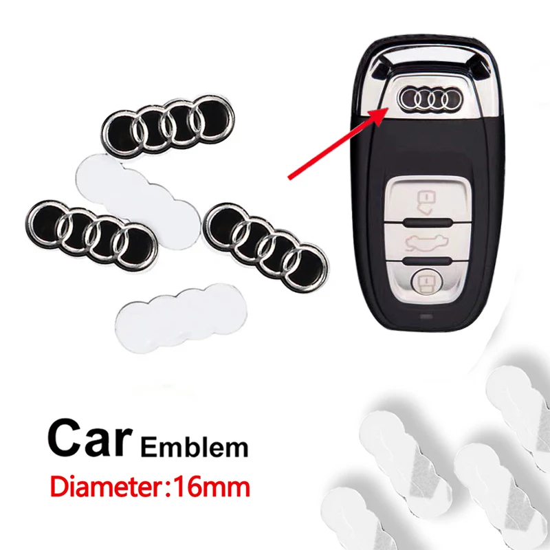 5Pcs Car Remote Key Sticker Aluminum Emblem Decoration Decal For Audi A1 A2 A3 A4 A5 A6 A7 A8 Q1 Q2 Q3 Q4 Q5 Q6 Q7 Q8 TT RS3 RS7