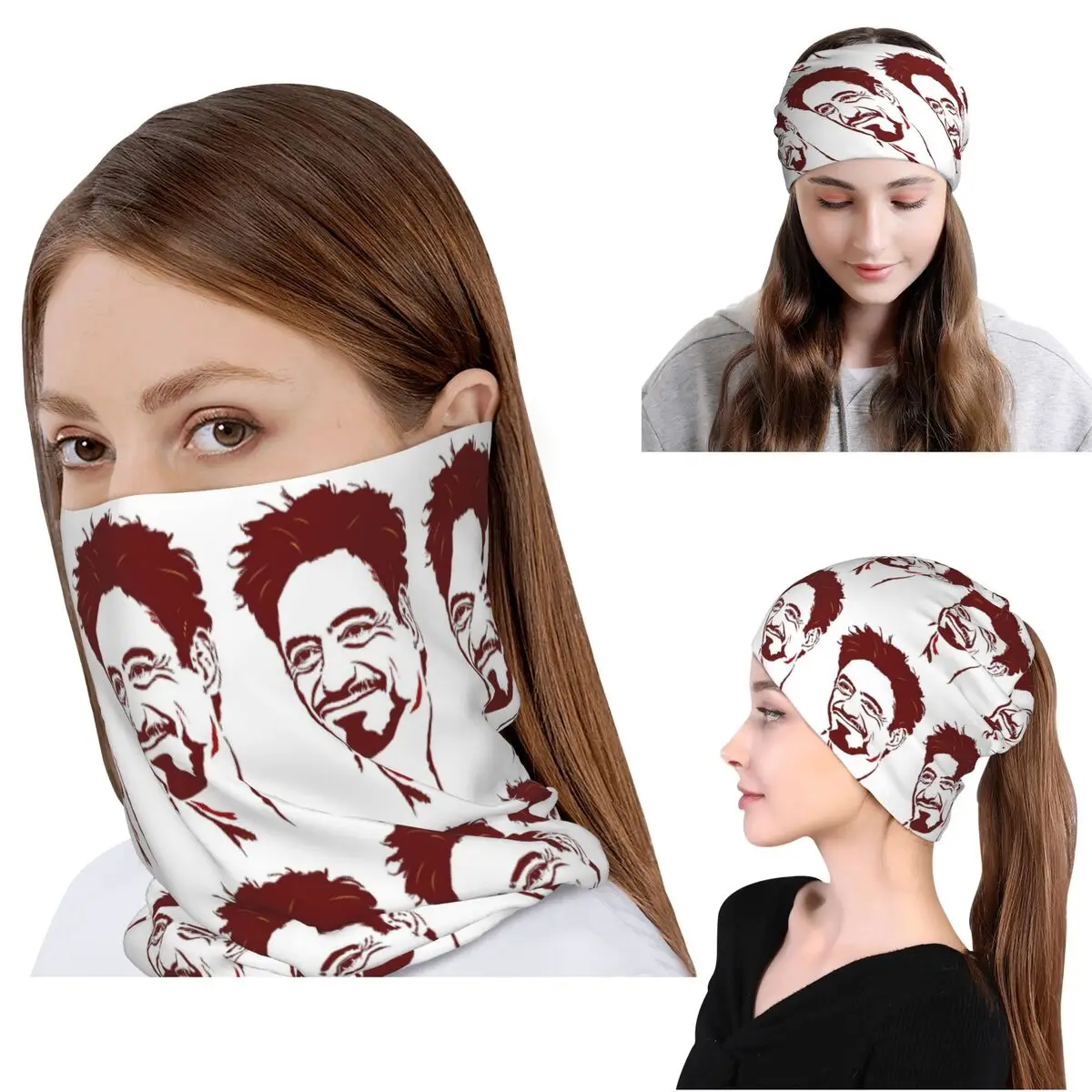 

Robert Downey Jr Bandana Neck Gaiter Wrap Mask Scarf Multi-use Headwear Beanies Hat Unisex Adult Breathable