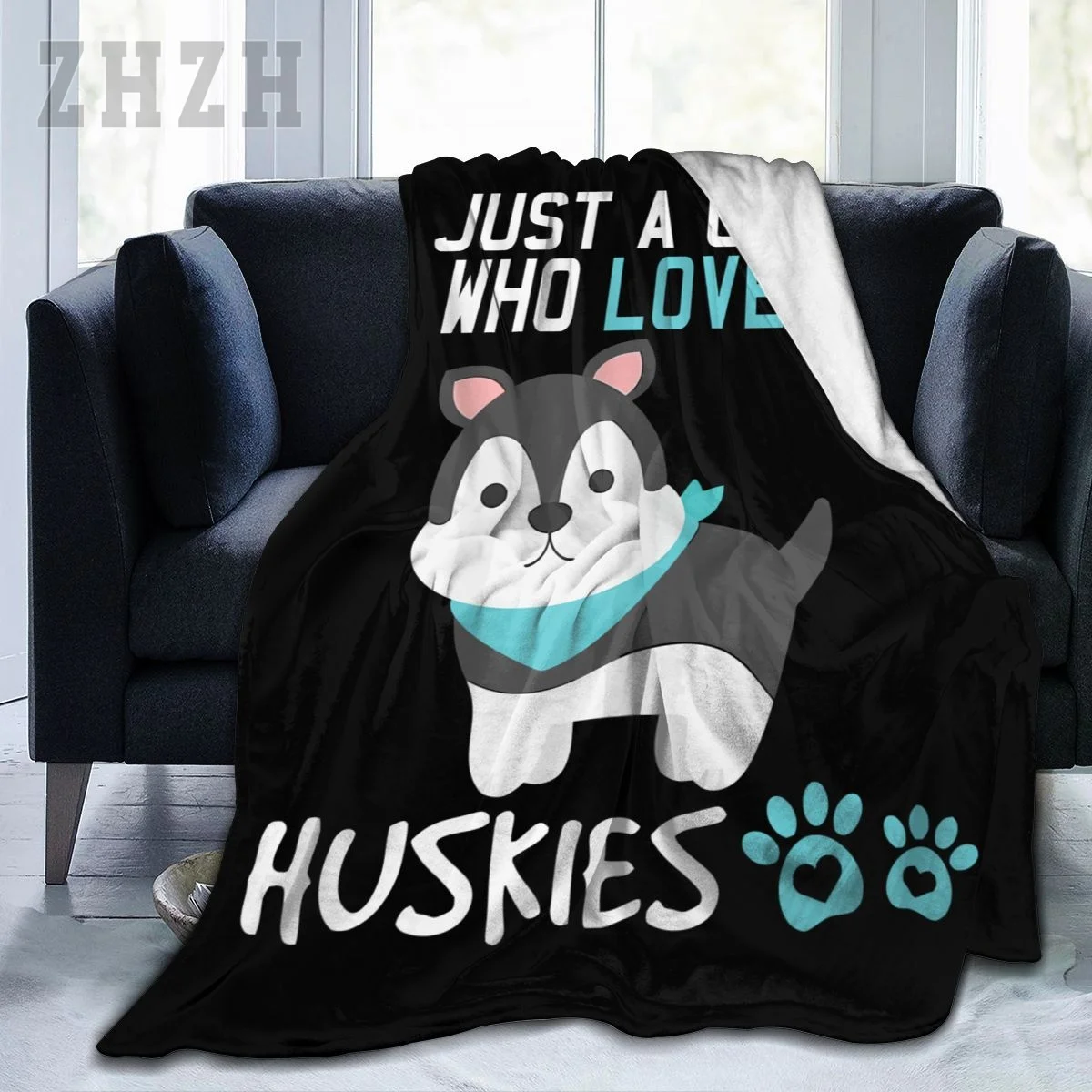Blanket Cute Just A Girl Who Loves Siberian Husky Dog Lover Gift Flannel Multifunction Outdoor Camping Sofa Cover Keep Warm