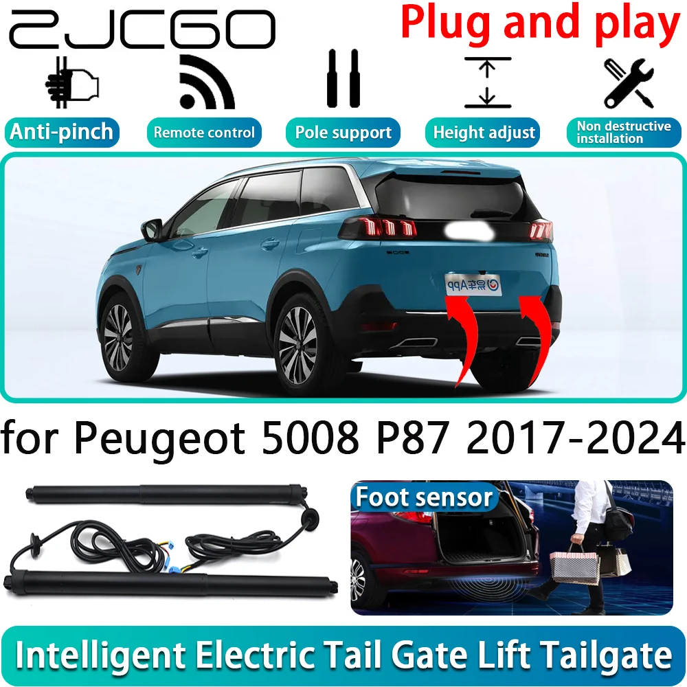 

ZJCGO for Peugeot 5008 P87 2017-2024 Car Electric Powered Tailgate Power Liftgate Automatic Tailgate System With Foot Sensor