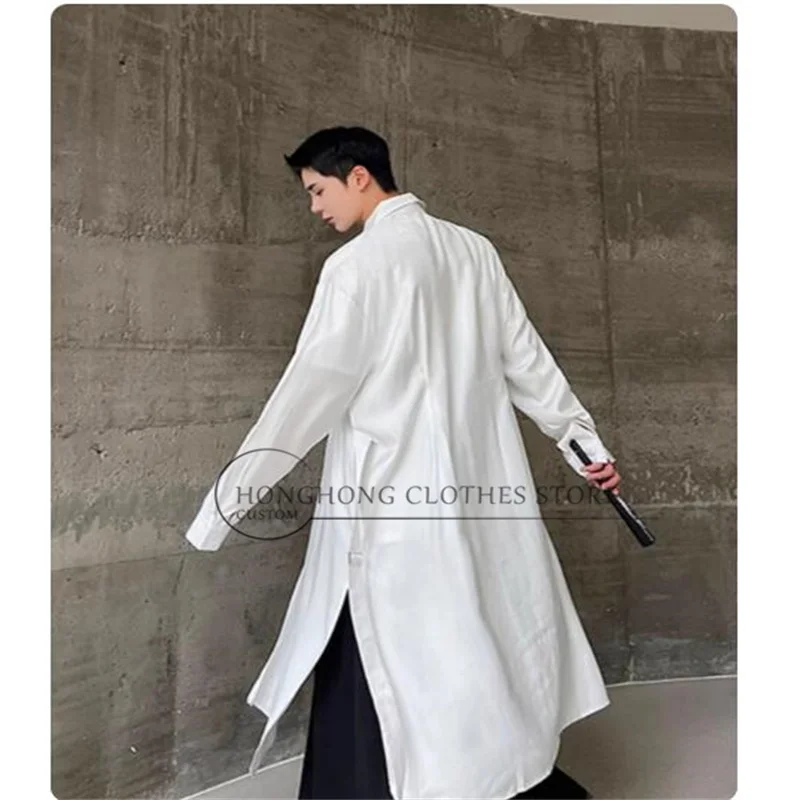 

Темная рубашка с длинными рукавами и пуговицами, свободного кроя, с асимметричным дизайном, удлиненный блейзер.