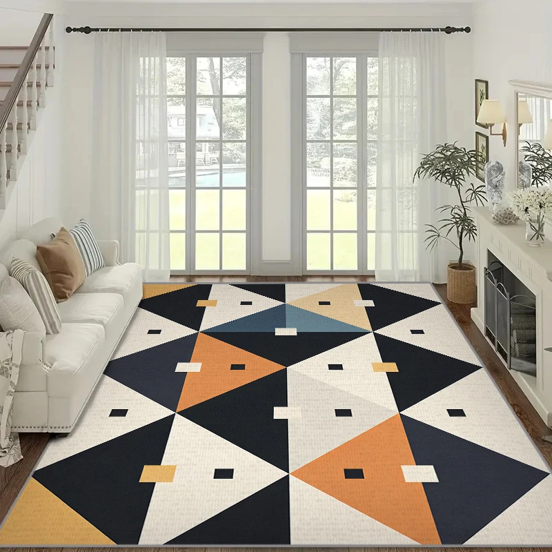 Modern Diamond Geometric Pattern Rug,Non-Slip Easy Clean for Living Room Bedroom Sofa Bedside Carpet Home Floor Mat