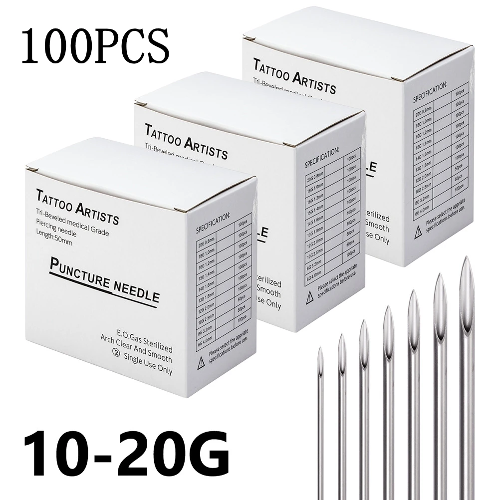 

12G 14G 16G 18G 20G 5/10/30/50pcs Piercing Needles Disposable Body Piercing Needles Ear Nose Navel Nipple Piercing Piercing Kits