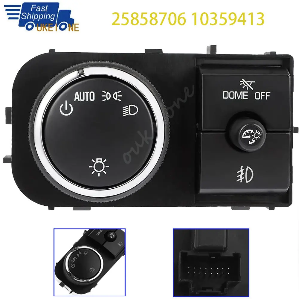 Interruptor do instrumento do farol para Chevrolet Tahoe Suburban, Cadillac Escalade, farol, Dimmer, Dome Acessórios, 25858706, 10359413