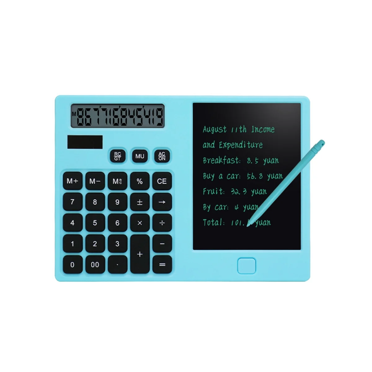 

Calculators,12-Digit Display Pocket Desktop Calculator with Erasable Wiriting Pad for Student School Blue