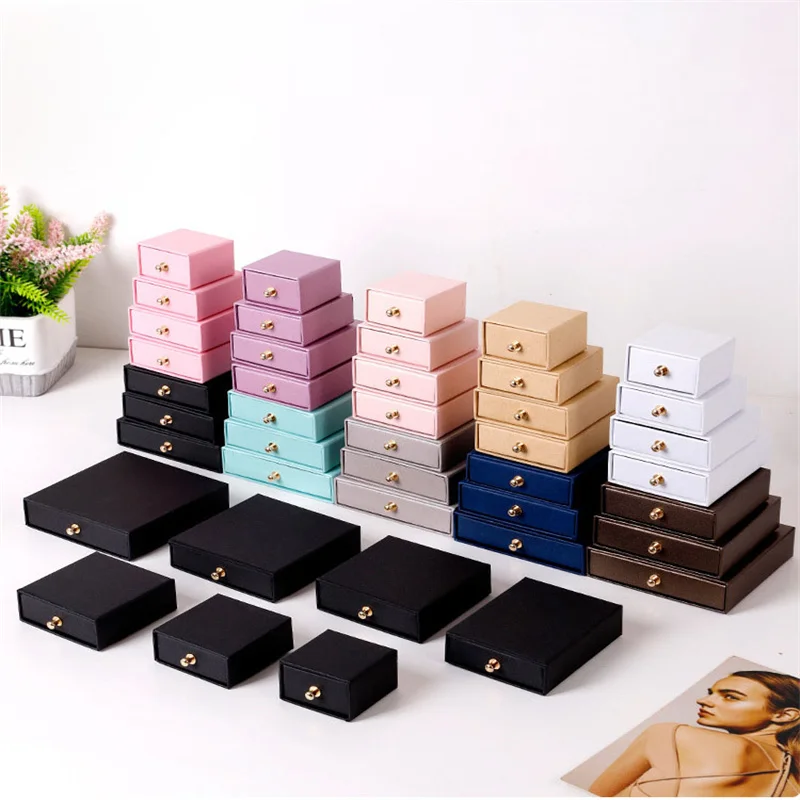 20Pcs Kraft Paper Drawer Jewelry Box for Necklace Earring Bracelet Storage Box Jewelry Organizer Packaging for Small Businesses