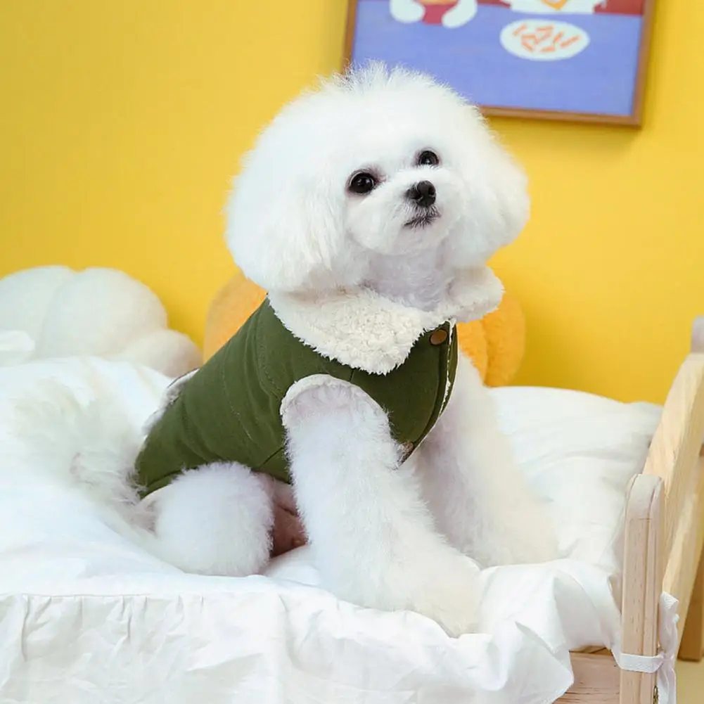 Dog Clothing Cozy Dog Sweater Stylish Pet Cotton Coat with Button Closure Traction Ring for Warm Winter Comfort Dog Cat