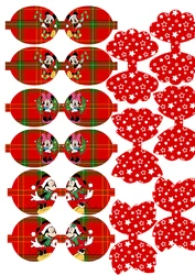 Disney Mickey Xmas Bowknot Shape Faux Leather Sheet Crafts DIY Making Handmade Materials Gifts Christmas Decoration 30x22cm
