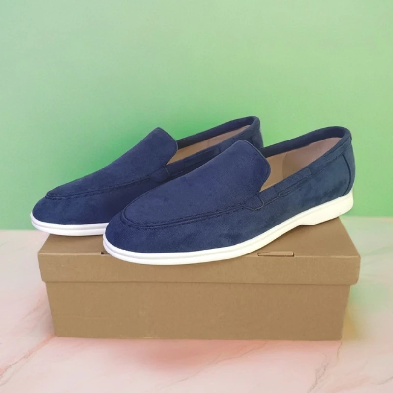 عالية الجودة الكلاسيكية العلامة التجارية الجلد المدبوغ أحذية جلدية بدون كعب الرجال حذاء كاجوال فاخر رجالي تنفس الانزلاق على أحذية قيادة الأخفاف