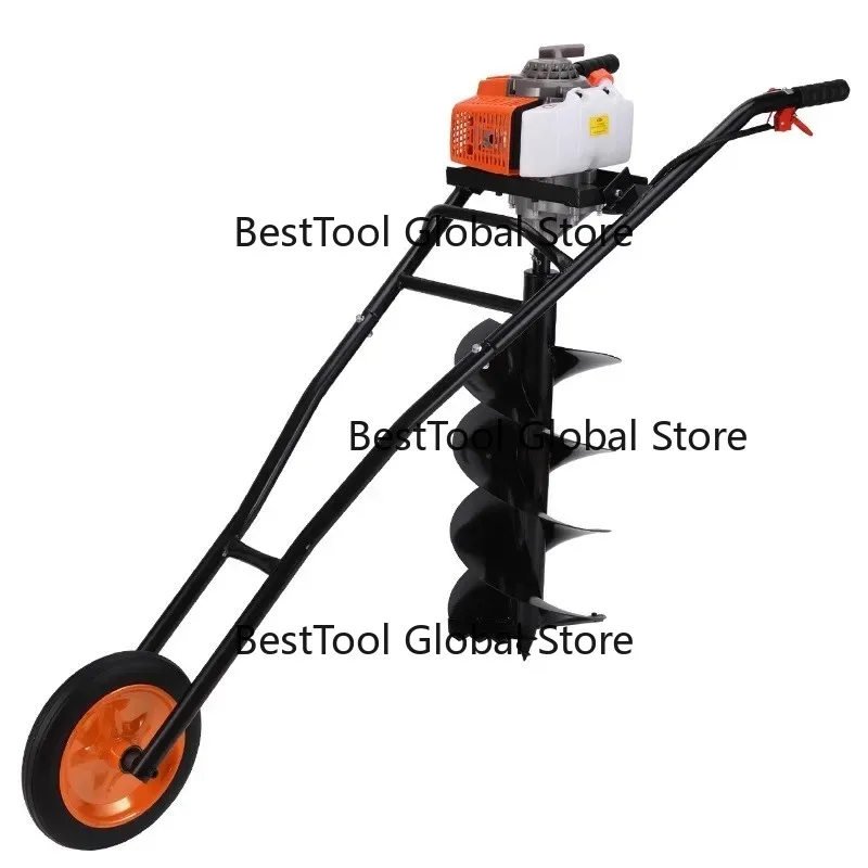 Po-e Four-stroke Trolley Ground Drill Spiral Tree Planting Soil Machine Power Earth Auger.