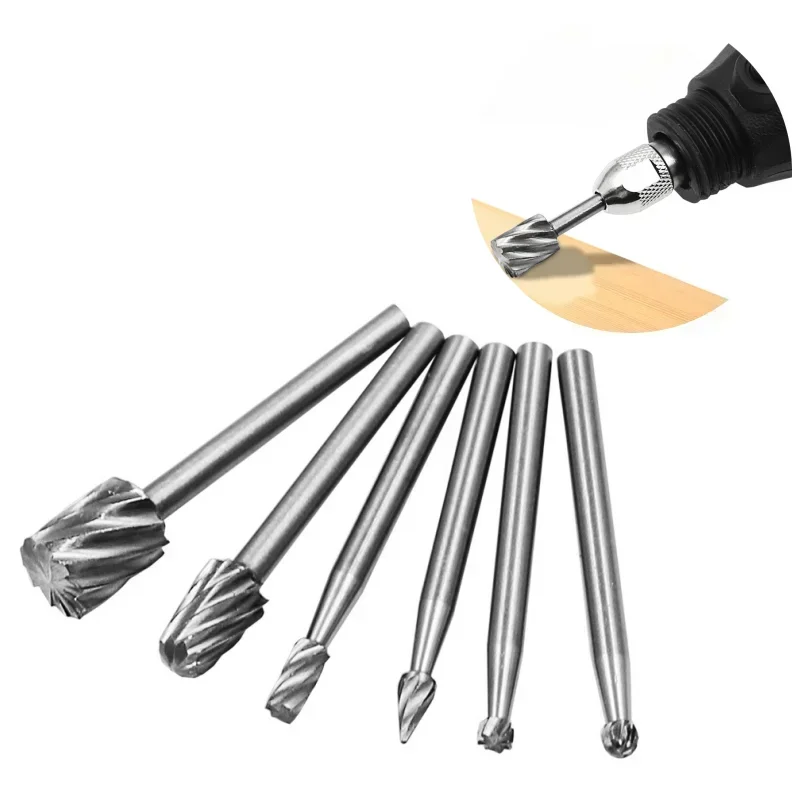 6Pcs HSS Routing Router Drill Bits Set Milling Cutter Rotary Burr Tool CNC Engraving Abrasive Tools Wood Metal Milling Cutter