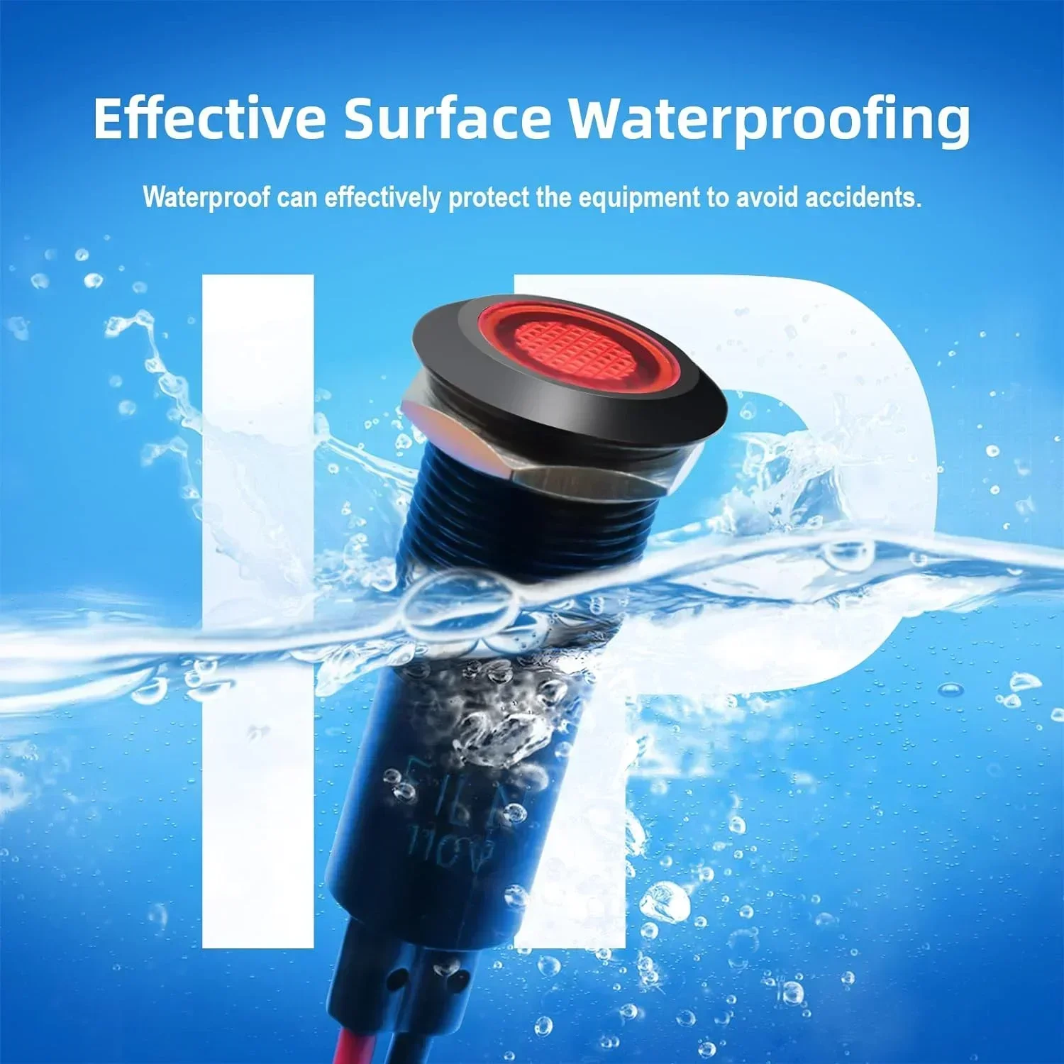 FILN 12mm 12V-24V 110-220V Metal Panel Pilot LED Dashboard Signal Indicator Warning Light with Chromed Cable for Car Boat Marine