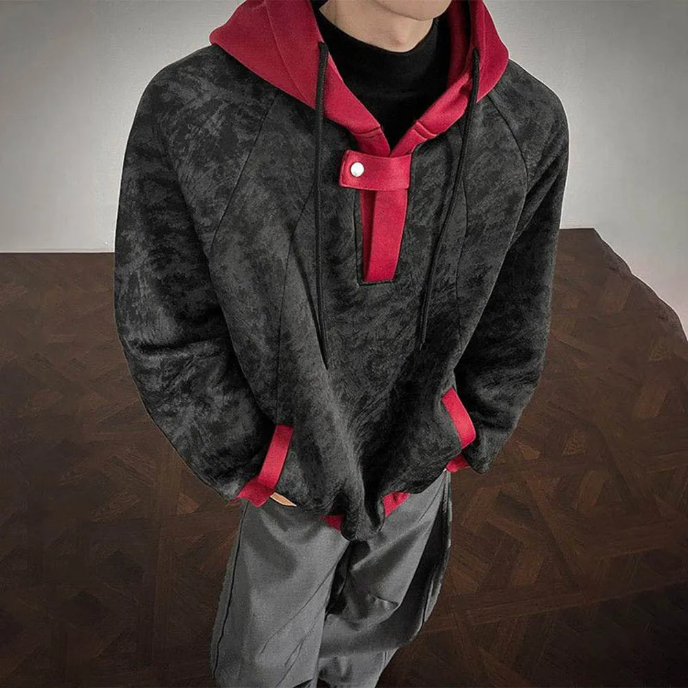 

New Autumn Men's Contrast Color Tie-Dye Sweatshirt American Retro Fashion Trend High Street Loose Casual Niche Men's Top 2025