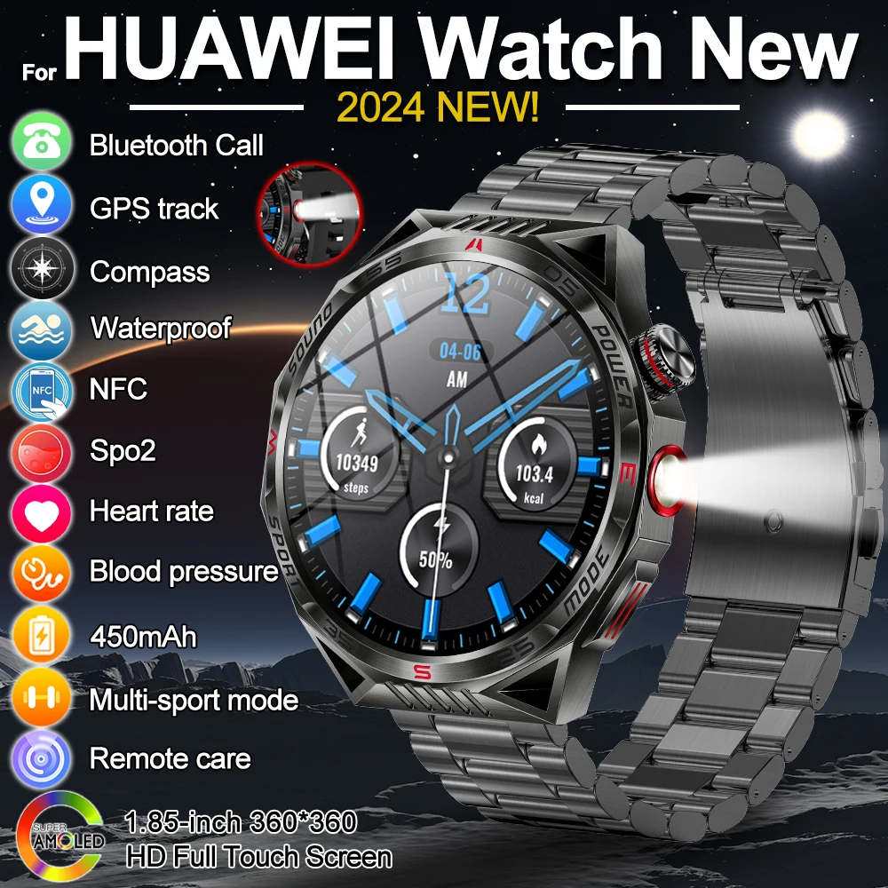 2024 New GPS Smart Watch Men Outdoor Sports Fitness Tracker AMOLED Display 450MAH Extra Large Battery smartwatch for Android IOS