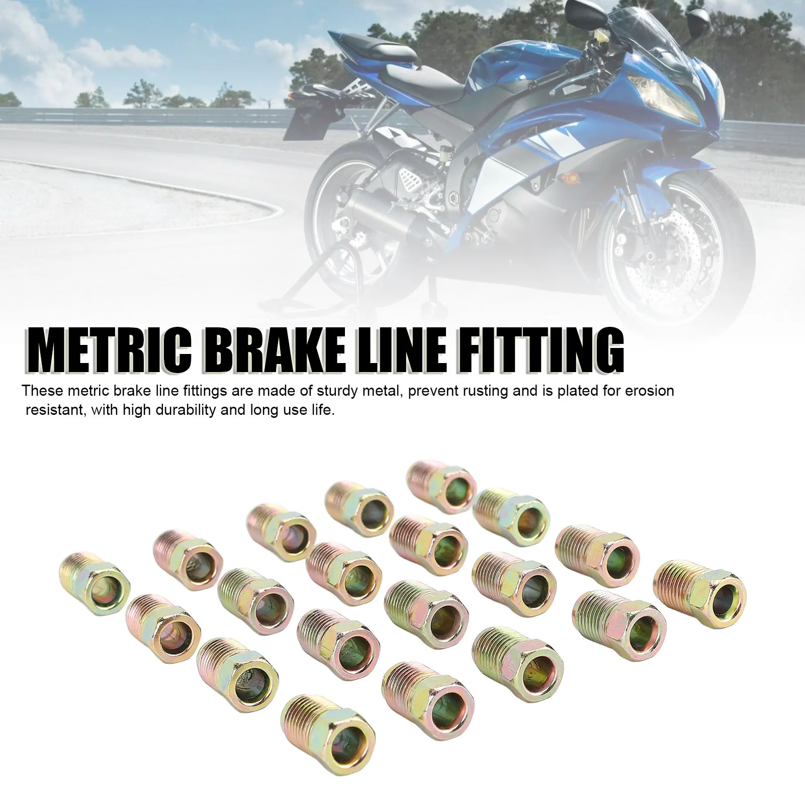 Brake Line Fittings Assortment Brake Line Invert Fittings M10x1.0 Sturdy Rustproof for 3/16 Inch Brake Line Tube