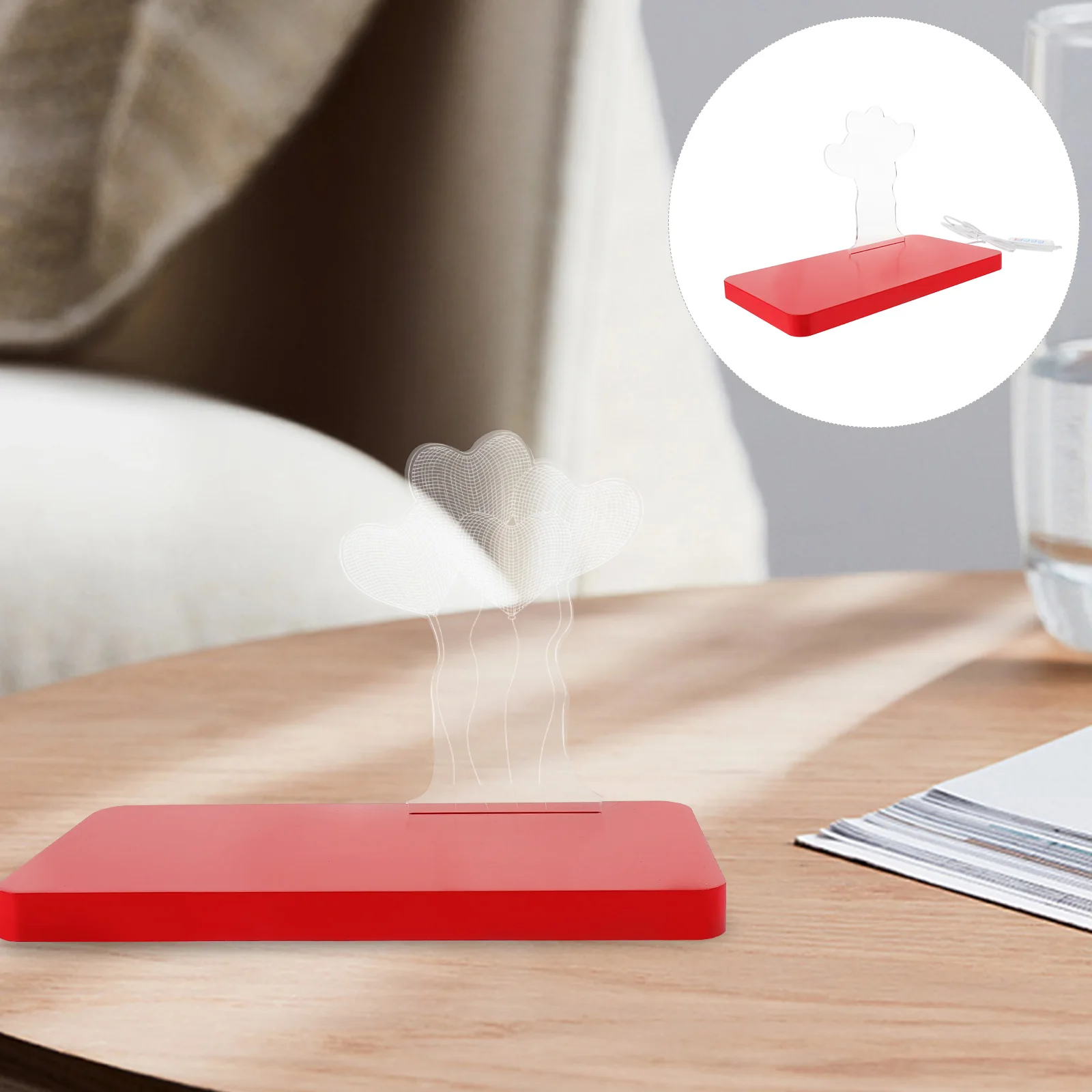 

3D Heart Balloon Night Light Love Lamp Creative Decor Color Changing USB Base Bedroom Bar Cafe Restaurant Desktop Gift