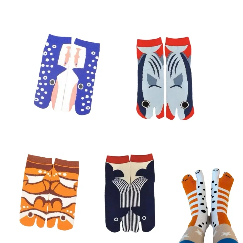 1-пара-новых-стилей-милые-забавные-носки-средней-длины-с-раздельным-носком-для-девочек-абстрактные-уродливые-носки-для-пар-в-аквариуме-индивидуальные-модные-носки