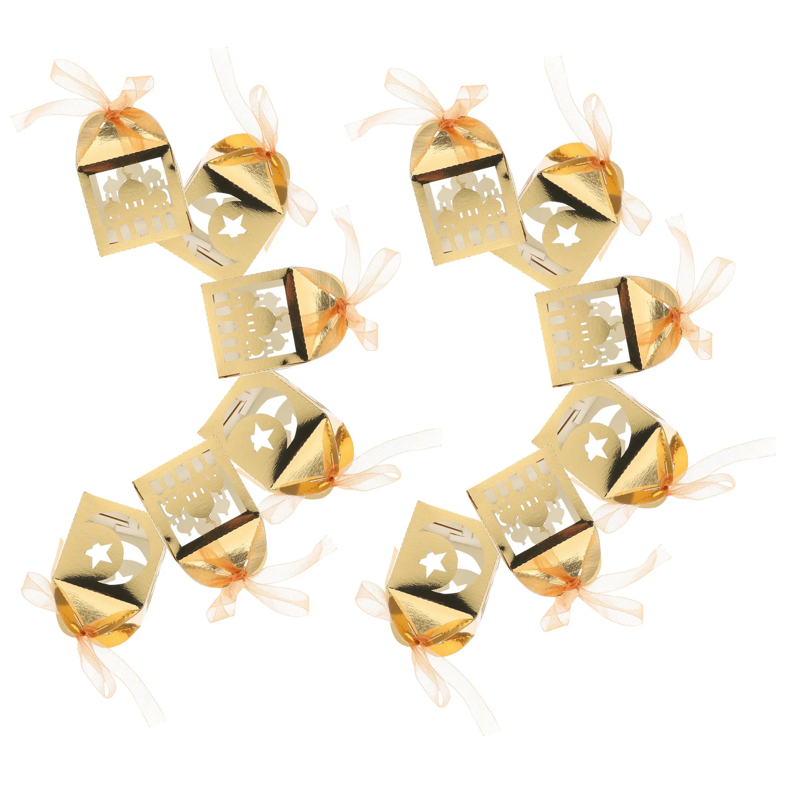 

50Pcs Moon Star Ribbon Candy Boxes Elegant Hollow Rose Shape Middle Eastern Wedding Favor Boxes Party Treat Packaging Baby