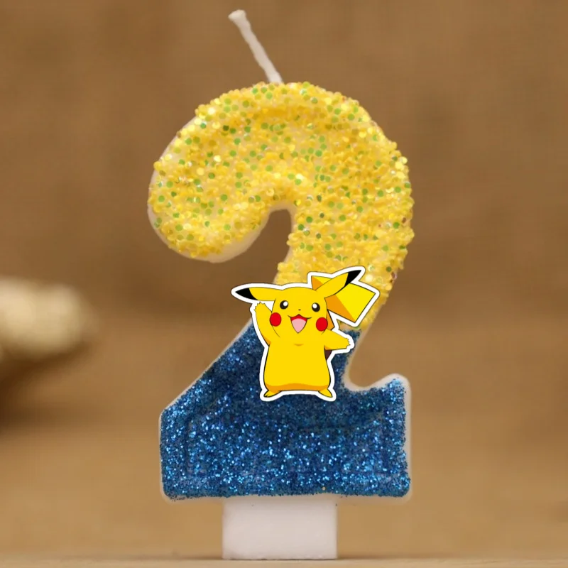 Pikachu Kaars Taart Anime Figuur Pikachu Nummer 0-9 Verjaardagstaart Kaars Kids Baby Douche Taart Topper Decoratie Benodigdheden