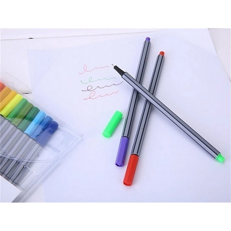 0.4mm 24 Pcs Multi-color Fineliner Pens With Coloring Book Marco Super Fine Draw manga Color Pen Art Marker Pen Water Based Ink