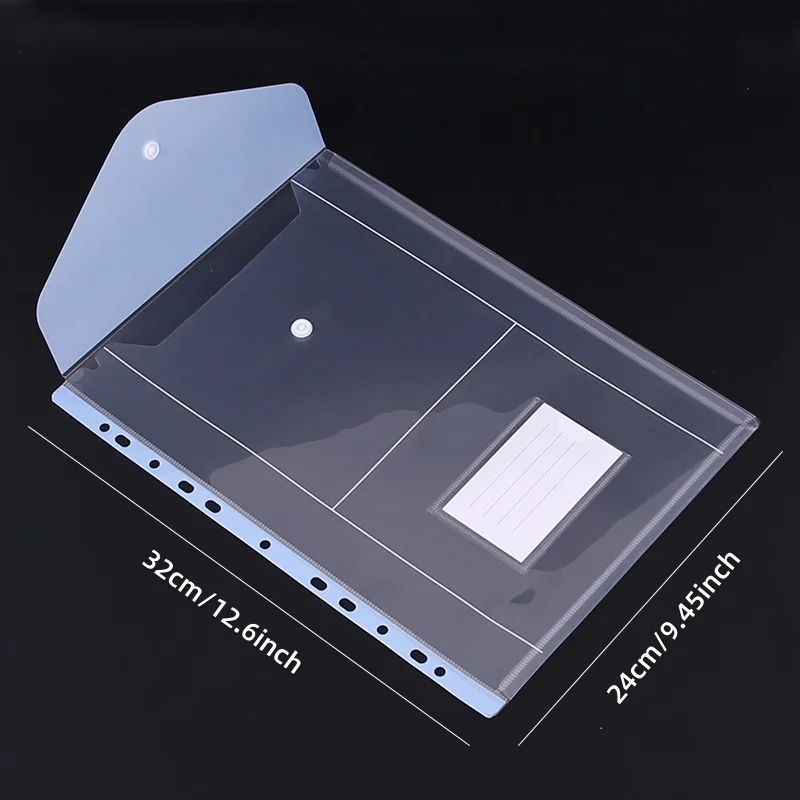 6 قطع من أكياس الملفات ذات الأوراق السائبة وأغطية أوراق فضفاضة ذات 3 فتحات، أكياس ملفات PP ذات سعة كبيرة للمدرسة والمنزل والمكتب #5