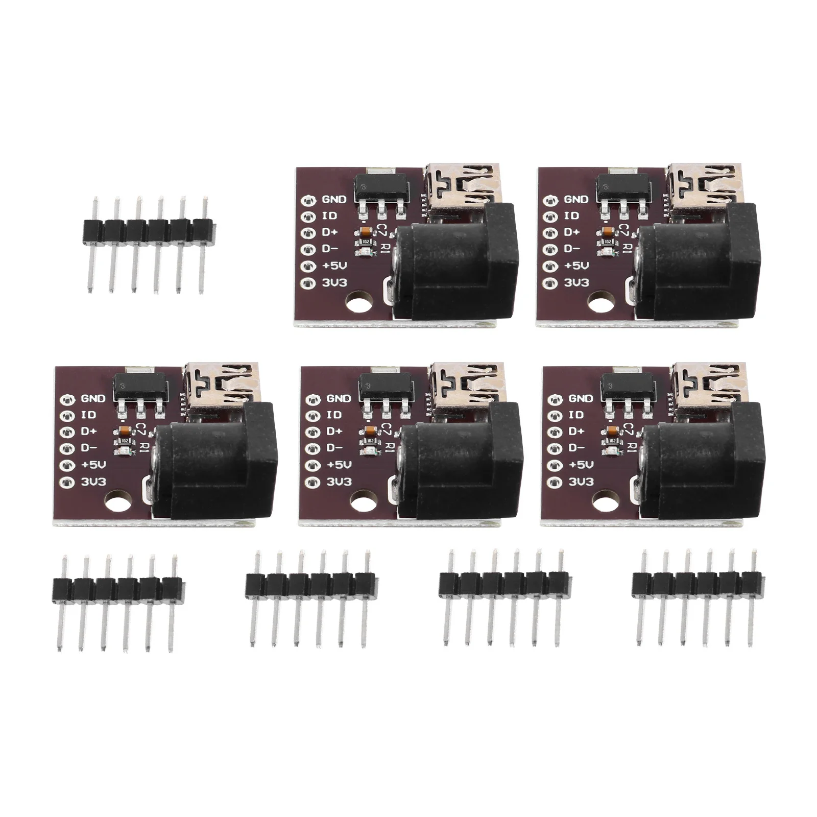 Module d'alimentation USB, Mini Port de chargement USB, conception raisonnable, faible consommation d'énergie, carte d'interface Durable, 5 pièces