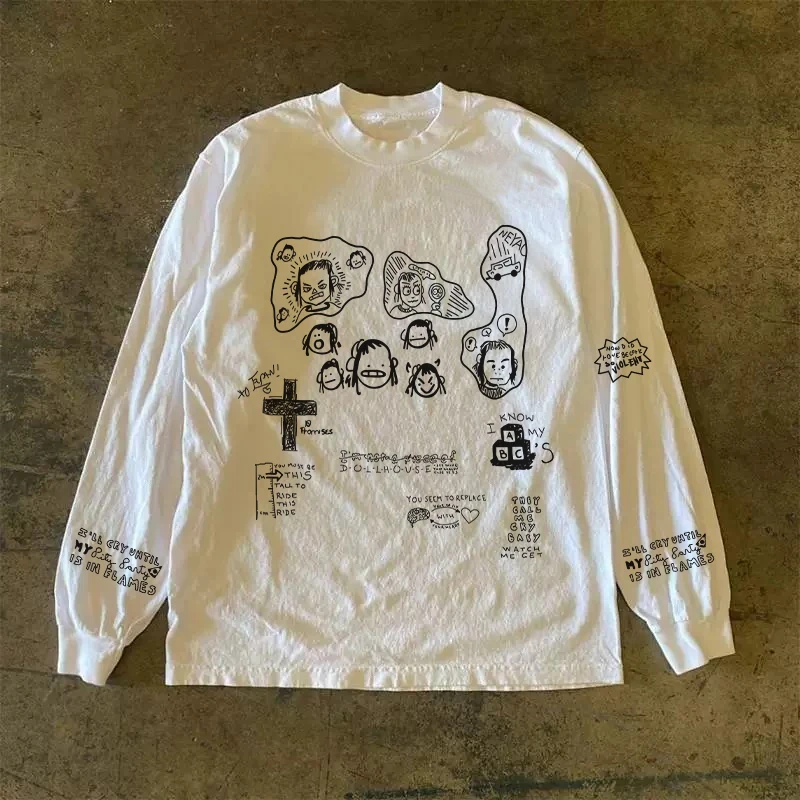 Heavyweight 310g Pure Cotton Long Sleeve T-Shirt Streetwear Versatile Retro American Style Men's Women's round Neck Top