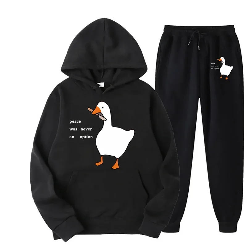 Snoopy Cartoon Anime Women Sweatshirt Sweatpants Set 2024 Fashion Men Pullover Pants Suit Spring Autumn Couple Hoodie Pant Sets