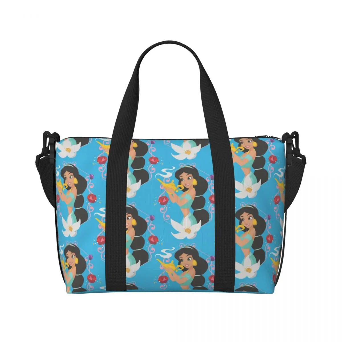 

Custom Aladdin Beach Tote Bag Women Extra Large Gym Carry On Anime Travel Shopping Bags