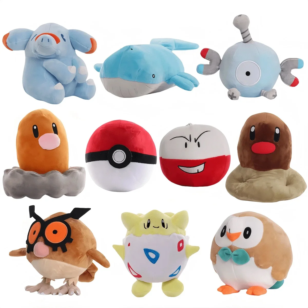 Pokemon Electrode Rowlet Tokepi Magnemite Hoothoot Diglett Phanpy Wailord Cute Anime Characters Suitable Birthday Holiday Gifts