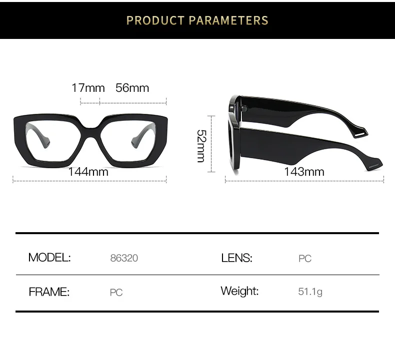 Dicken Rahmen übergroße quadratische Brille für Frauen Mode optische klare transparente Linse Brillen Computer schwarze Brille Retro – Detail 4