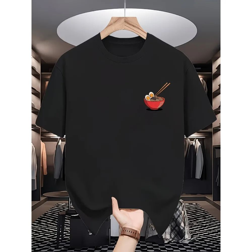 Minimalist Ramen Graphic Print T Shirt Harajuku Streetwear Unisex Short Sleeve Tee Trendy Urban Style Casual O-Neck Pullover Top