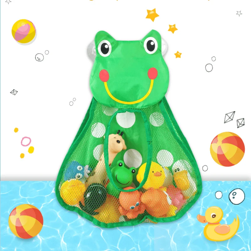 Cute Animal-Shaped Transparent Mesh Wall-Mounted Bath & ' room Storage Bag - Nylon Shower Organizer with Bathtub/Dry-Wet Separat