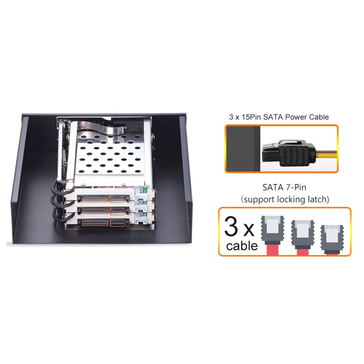 A44U Aluminum Case 3Bay SATA Adapter 2.5 Inch Hot Swap SSD Hard Drive Bracket for 5.25 Optibay