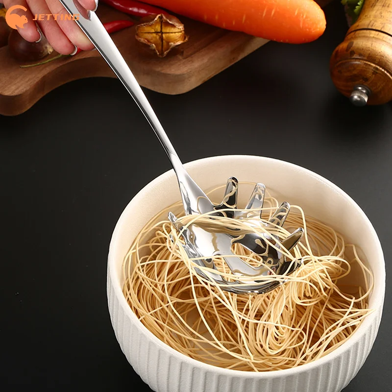 1PCS Stainless Steel Noodle Spoon Food Strainer Spaghetti Server Pasta Colander Ladle - Kitchen Noodle Strainer Tool