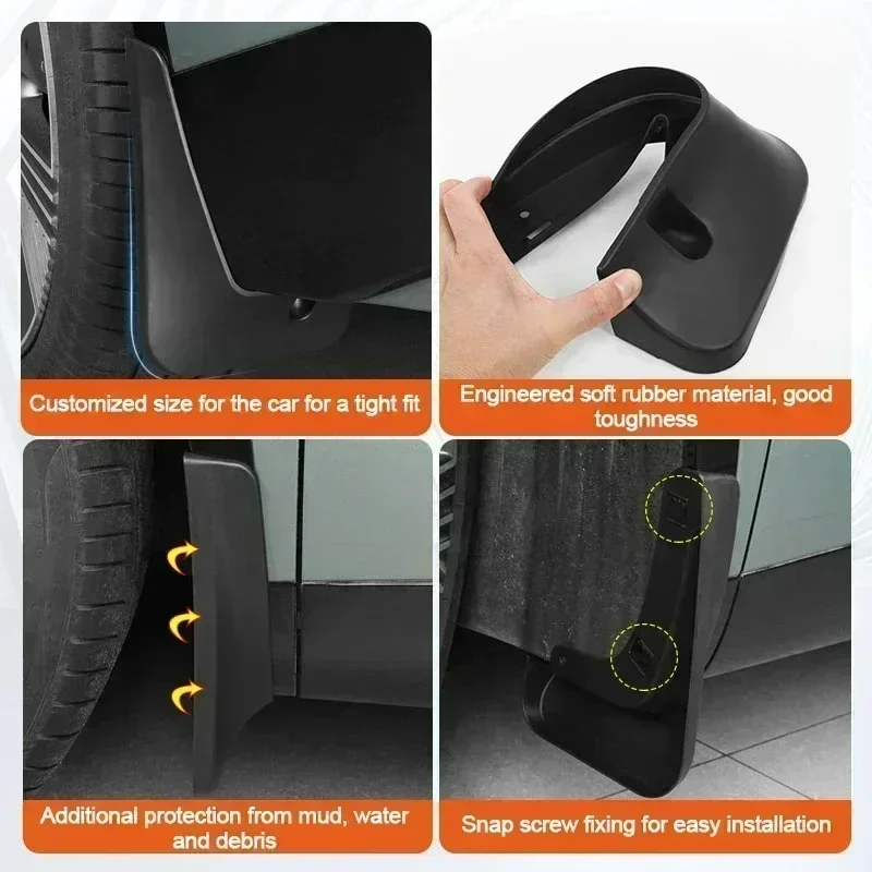 Auto Accessories For EXLANTIX ET 2024 2025 Car Mud Flaps ABS Front Rear Fender Wheel Cover Guard Mudguard Splash Guard MudFlaps