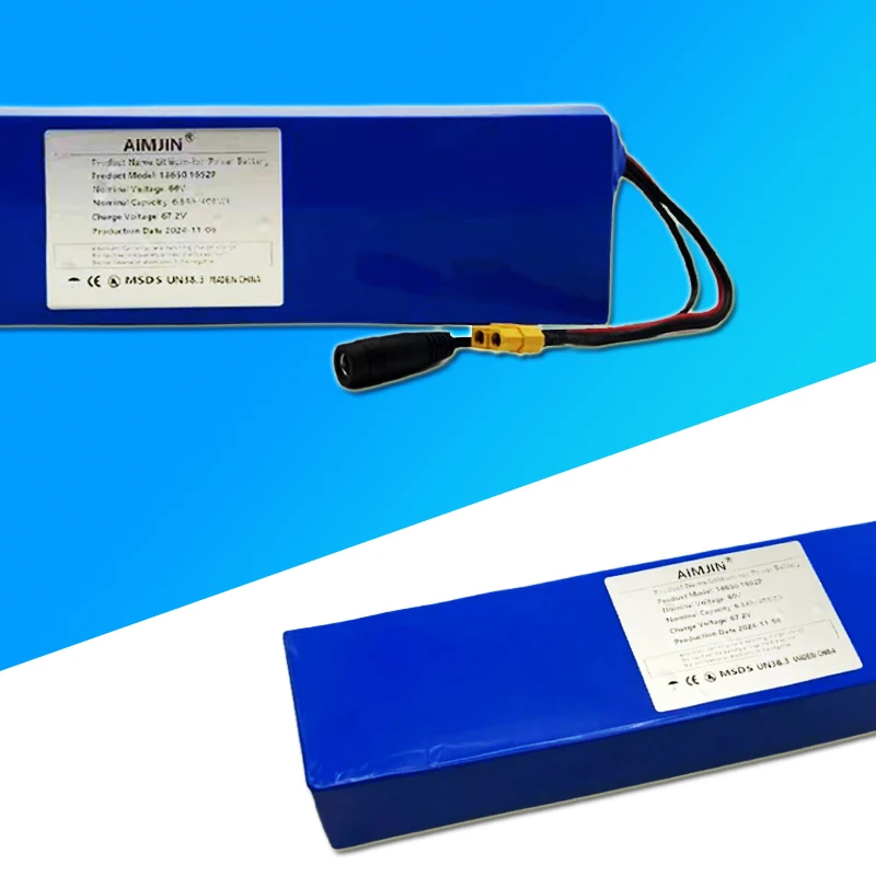 60V 16 s2p 6,8 ah 18650 baterai Li-ion isi ulang 67.2V Lithium Ion 6800mAh dengan BMS, pengisi daya