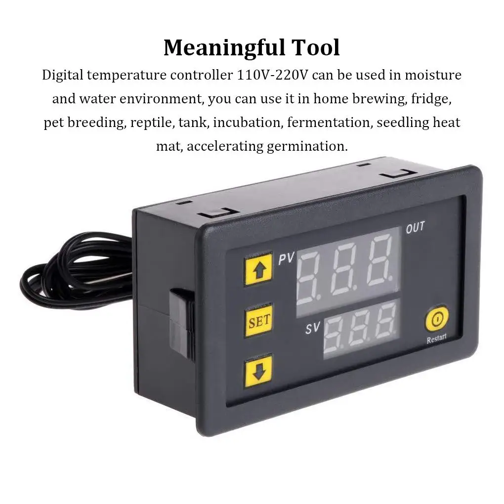 W3230 DC 12V 24V AC110-220V Probe Line Digital Temperature Control LED Thermostat Regulator Heat/Cooling Control Thermoregulator