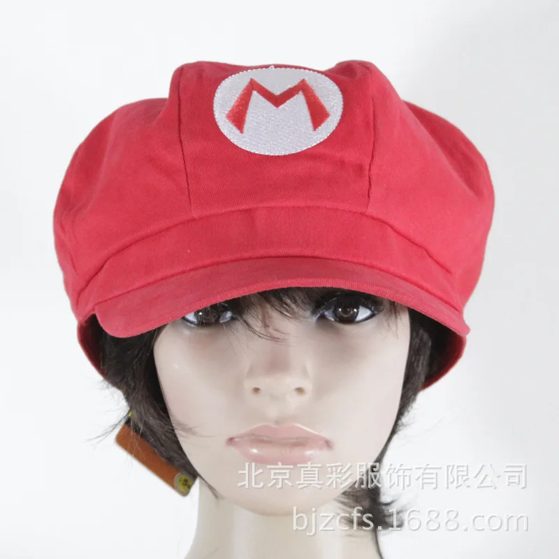 Hot Selling Super Mary Hat Cute Cartoon Surrounding Beret Men's and Women's Red and Green Manufacturers Wholesale in Stock